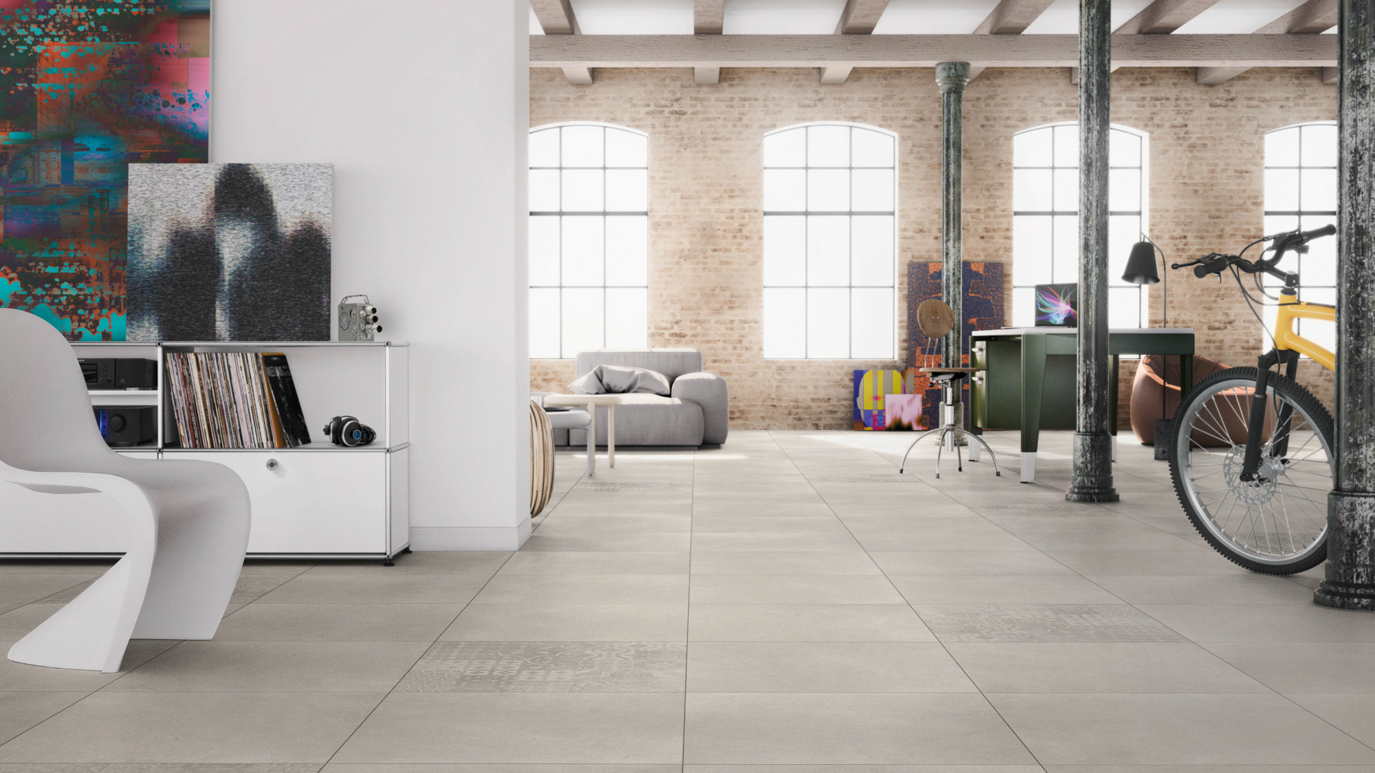 Wohnen im Loft-Style mit großformatigen Fliesen